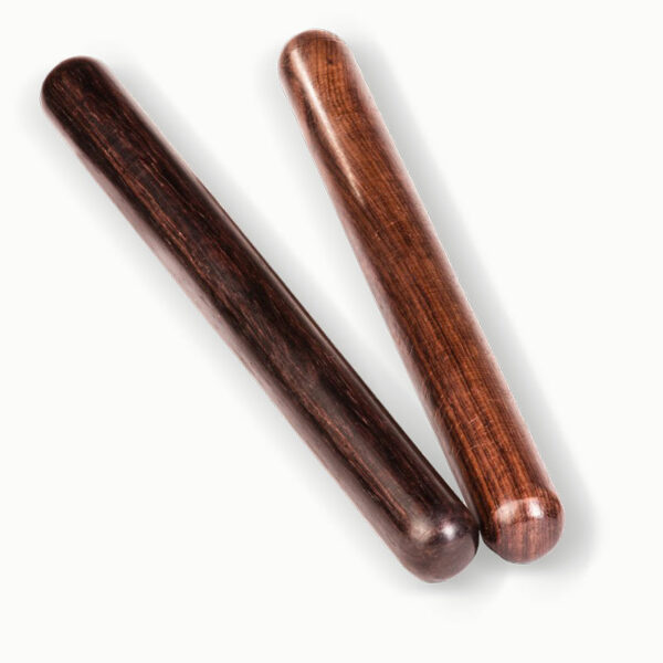 Abbildung: zwei runde Holzstäbe aus dunklem Rosenholz