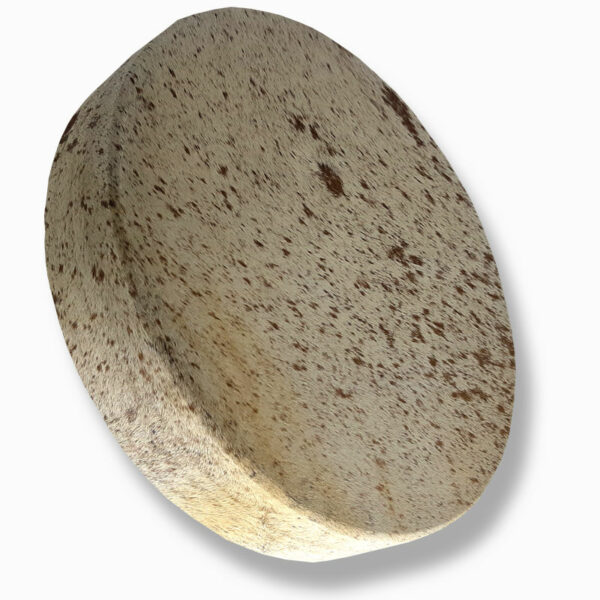 Abbildung: Schamanentrommel Vorderseite behaarte Haut Farbe hell mit kleinen, braunen Flecken