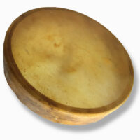 Abbildung: Schamanentrommel mit glatt rasierten Kuhfell, Farbe goldbraun